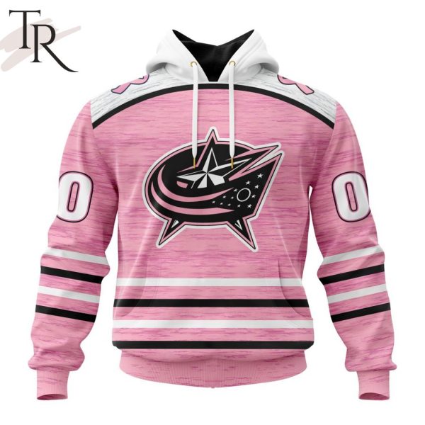 Personalized NHL Columbus Blue Jackets Special Pink Fight Breast Cancer Design Hoodie