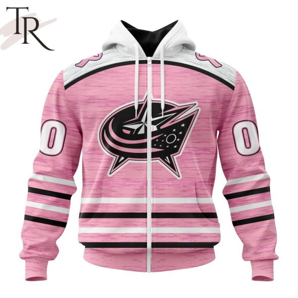 Personalized NHL Columbus Blue Jackets Special Pink Fight Breast Cancer Design Hoodie