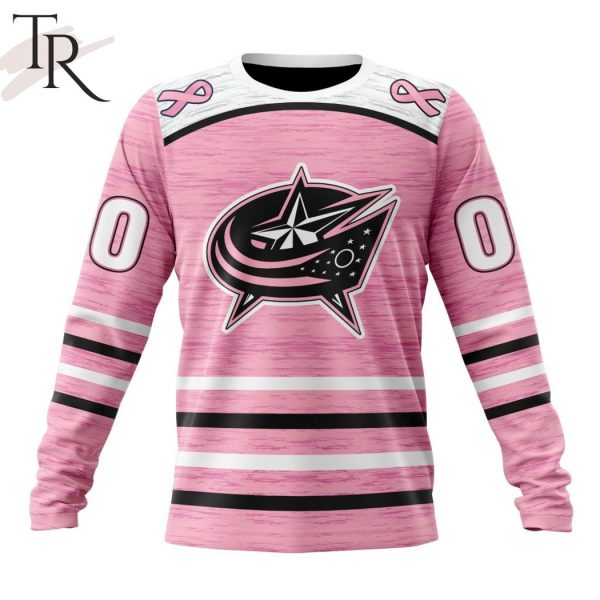 Personalized NHL Columbus Blue Jackets Special Pink Fight Breast Cancer Design Hoodie