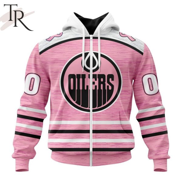 Personalized NHL Edmonton Oilers Special Pink Fight Breast Cancer Design Hoodie