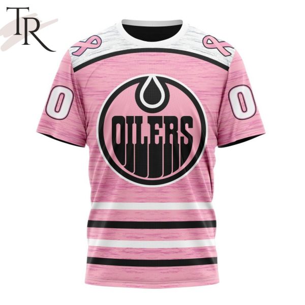 Personalized NHL Edmonton Oilers Special Pink Fight Breast Cancer Design Hoodie