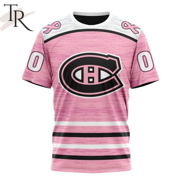 Personalized NHL Montreal Canadiens Special Pink Fight Breast Cancer Design Hoodie