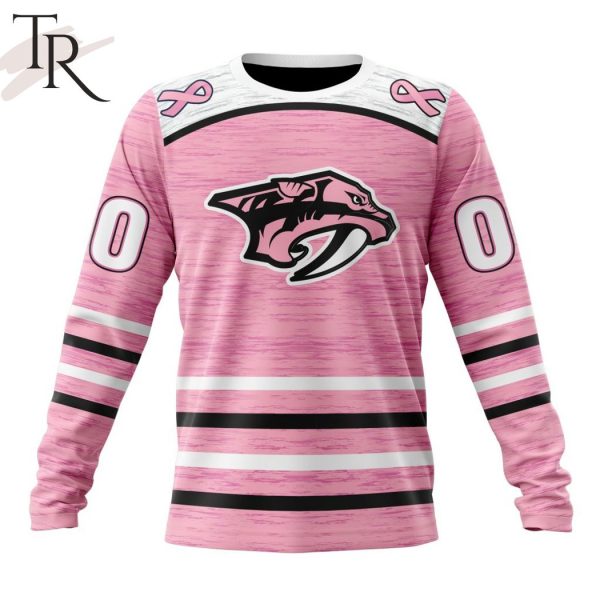 Personalized NHL Nashville Predators Special Pink Fight Breast Cancer Design Hoodie