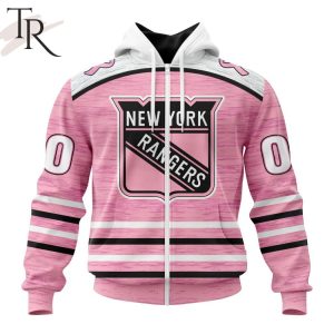 Personalized NHL New York Rangers Special Pink Fight Breast Cancer Design Hoodie