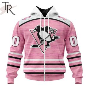 Personalized NHL Pittsburgh Penguins Special Pink Fight Breast Cancer Design Hoodie