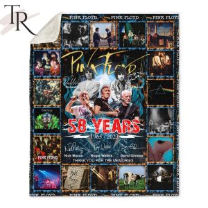 Pink Floyd 58 Years 1965 – 2023 Signature Thank You For The Memories Fleece Blanket