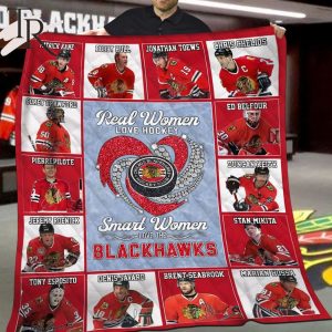 Real Women Love Hockey Smart Women Love The Blackhawks Fleece Blanket
