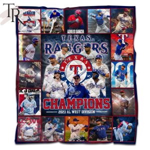 Texas Rangers Champions 2023 AL West Division Fleece Blanket
