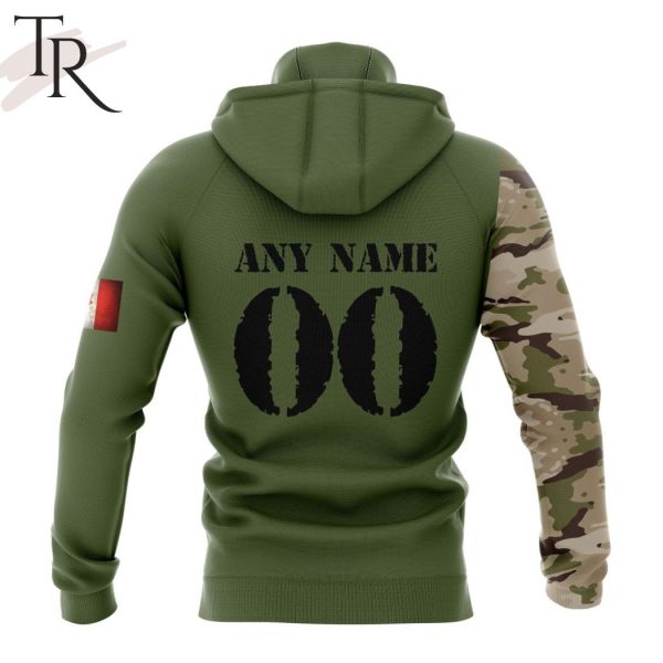 Custom Name And Number NHL Calgary Flames Special Camo Skull Design Hoodie