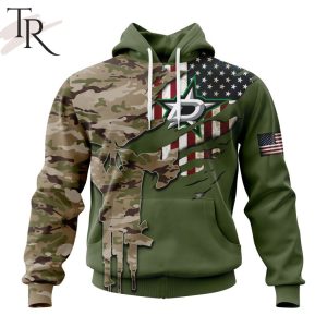 Custom Name And Number NHL Dallas Stars Special Camo Skull Design Hoodie