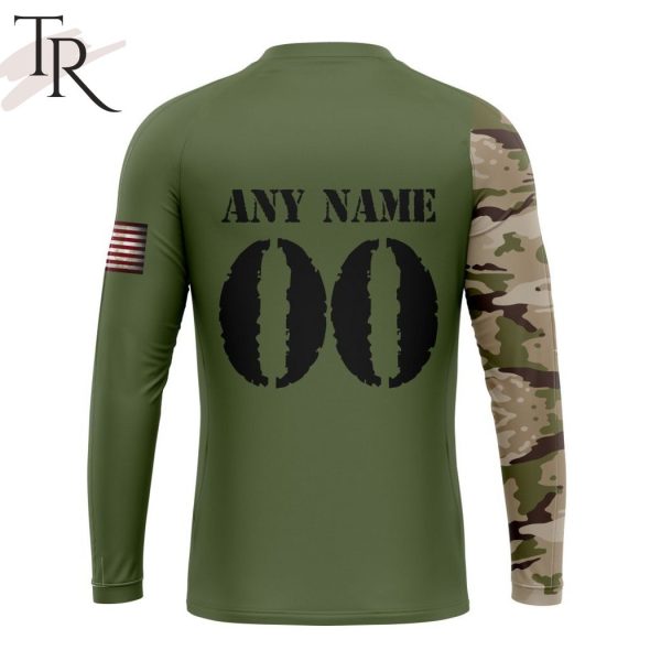 Custom Name And Number NHL Detroit Red Wings Special Camo Skull Design Hoodie