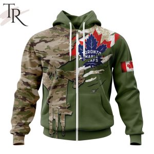 Custom Name And Number NHL Toronto Maple Leafs Special Camo Skull Design Hoodie
