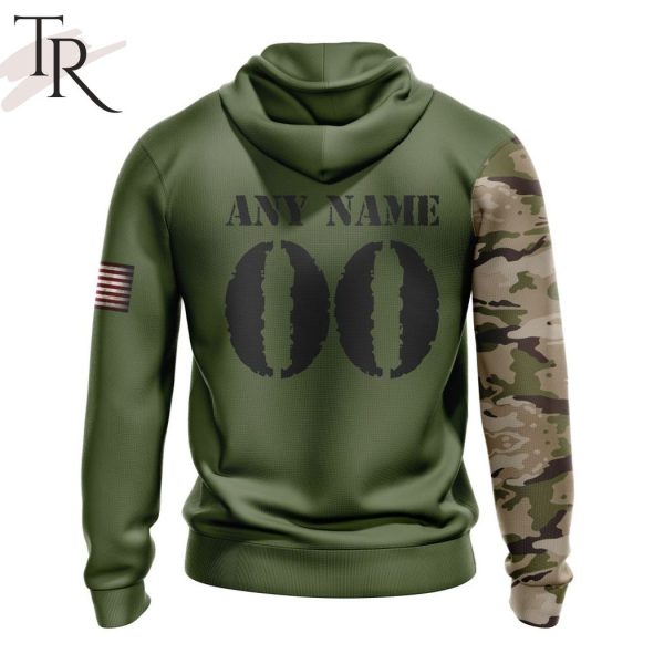 Custom Name And Number NHL Vegas Golden Knights Special Camo Skull Design Hoodie