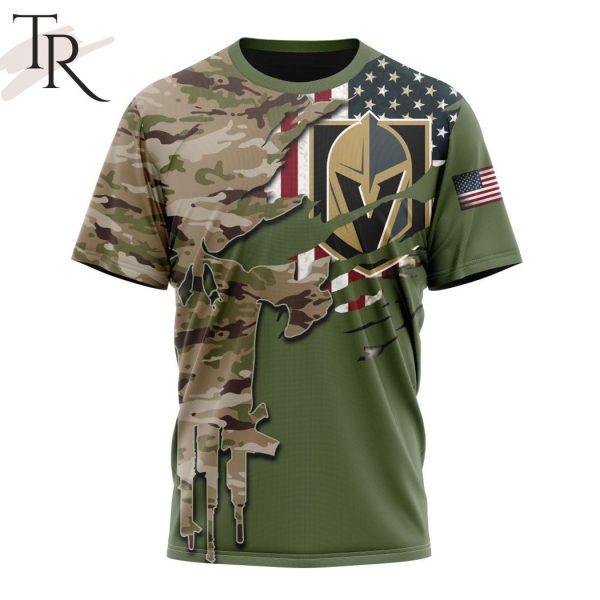 Custom Name And Number NHL Vegas Golden Knights Special Camo Skull Design Hoodie