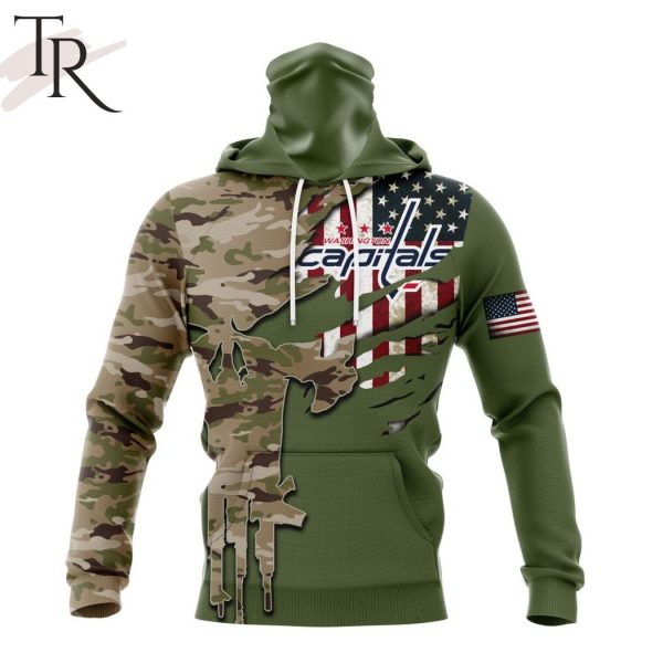 Custom Name And Number NHL Washington Capitals Special Camo Skull Design Hoodie