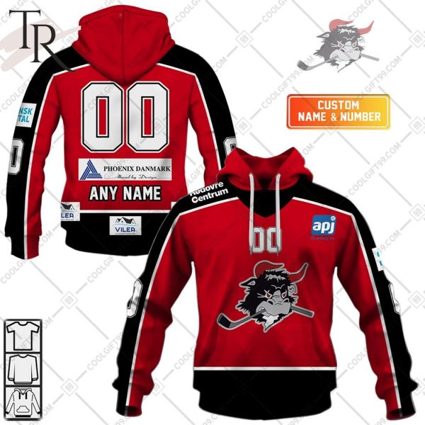 Personalized Metal Ligaen Rodovre Mighty Bulls Home Jersey 2324 Style Hoodie