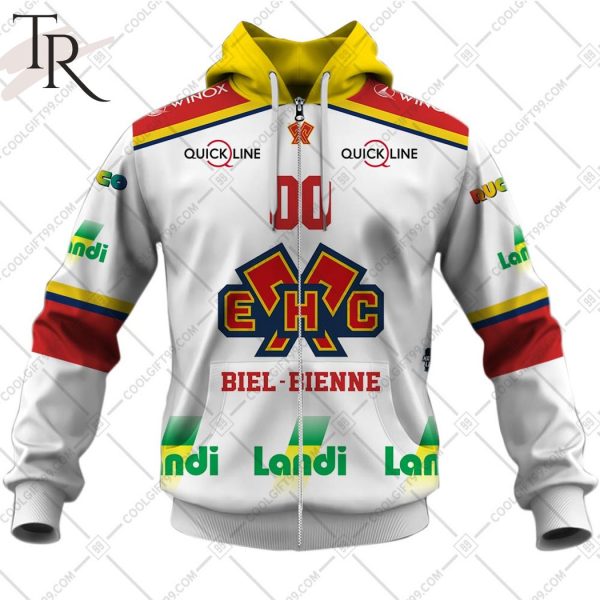 Personalized NL Hockey EHC Biel Away Jersey Style Hoodie