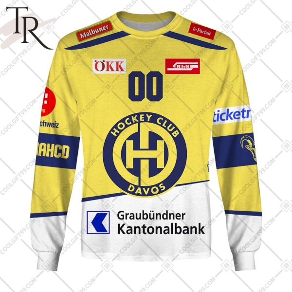 Personalized NL Hockey HC Davos Away Jersey Style Hoodie