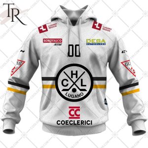 Personalized NL Hockey HC Lugano Away Jersey Style Hoodie