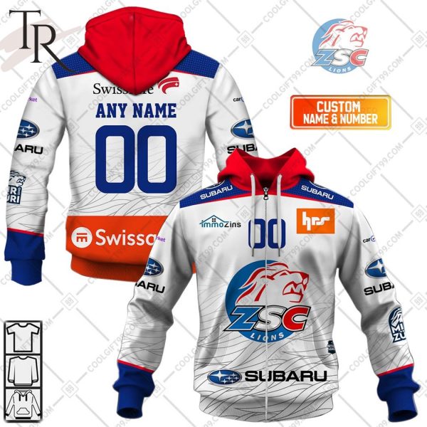 Personalized NL Hockey ZSC Lions Away Jersey Style Hoodie
