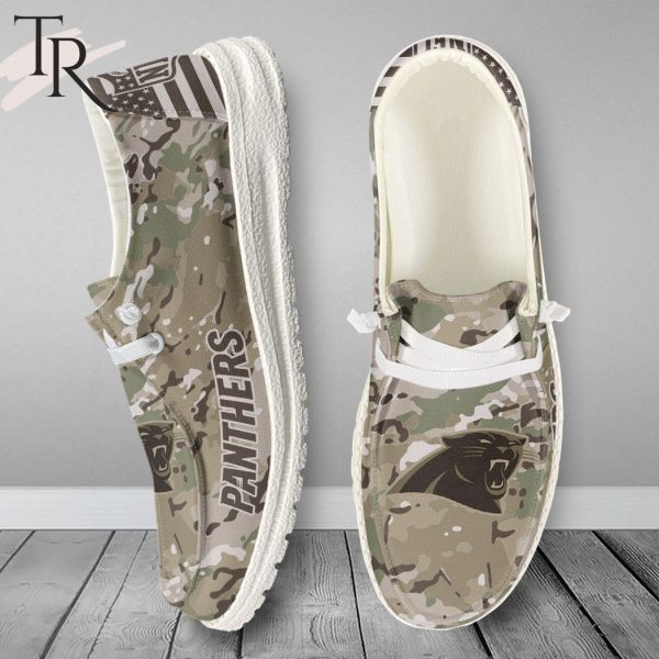 NFL Carolina Panthers Military Camouflage Design Hey Dude Shoes Football