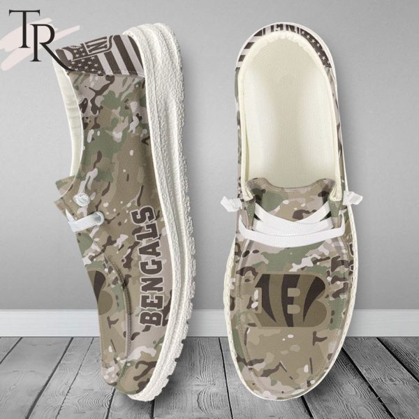 NFL Cincinnati Bengals Military Camouflage Design Hey Dude Shoes Football