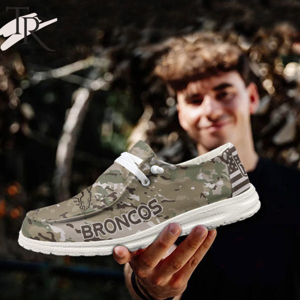 NFL Denver Broncos Military Camouflage Design Hey Dude Shoes Football