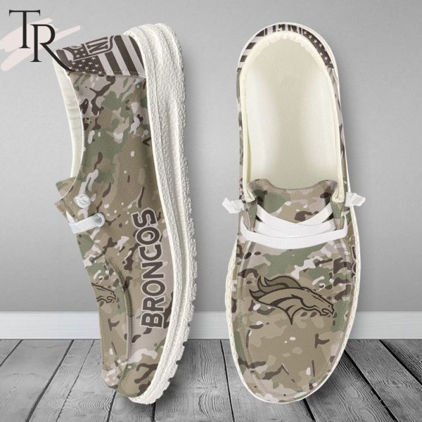 NFL Denver Broncos Military Camouflage Design Hey Dude Shoes Football