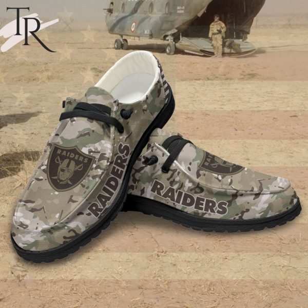 NFL Las Vegas Raiders Military Camouflage Design Hey Dude Shoes Football