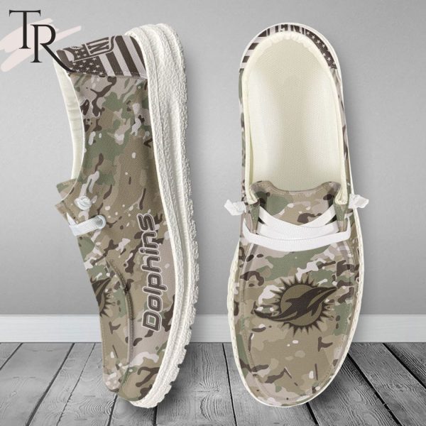NFL Miami Dolphins Military Camouflage Design Hey Dude Shoes Football