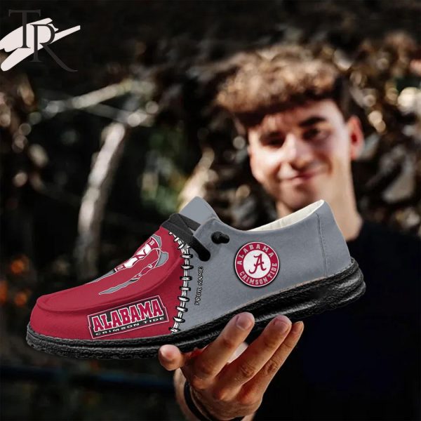 Custom Name NCAA Alabama Crimson Tide Football Team And Monster Paws Hey Dude Shoes