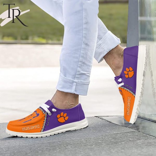 Custom Name NCAA Clemson Tigers Football Team And Monster Paws Hey Dude Shoes