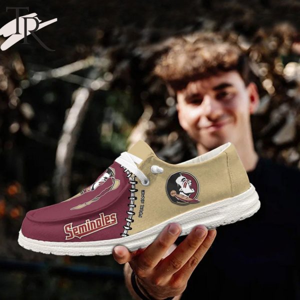 Custom Name NCAA Florida State Seminoles Football Team And Monster Paws Hey Dude Shoes