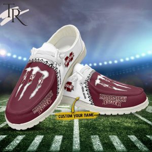 Custom Name NCAA Mississippi State Bulldogs Football Team And Monster Paws Hey Dude Shoes