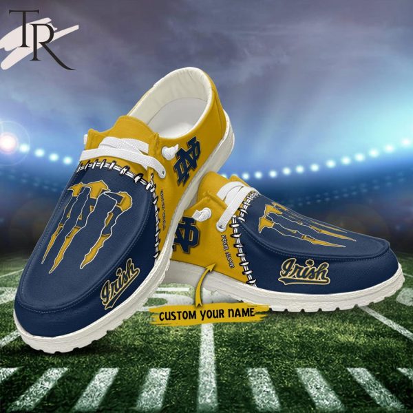 Custom Name NCAA Notre Dame Fighting Irish Football Team And Monster Paws Hey Dude Shoes