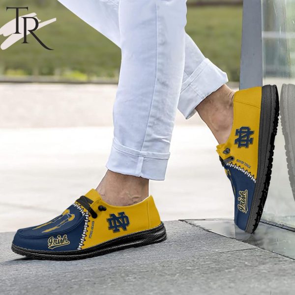 Custom Name NCAA Notre Dame Fighting Irish Football Team And Monster Paws Hey Dude Shoes