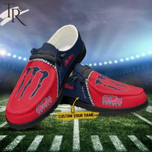 Custom Name NCAA Ole Miss Rebels Football Team And Monster Paws Hey Dude Shoes
