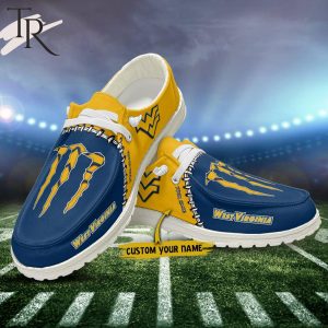 Custom Name NCAA West Virginia Mountaineers Football Team And Monster Paws Hey Dude Shoes