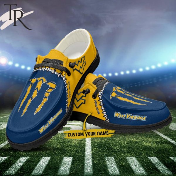 Custom Name NCAA West Virginia Mountaineers Football Team And Monster Paws Hey Dude Shoes