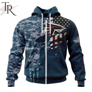 Personalized NFL Atlanta Falcons Special Navy Camo Veteran Design Hoodie