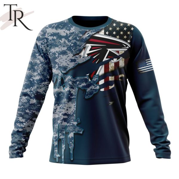 Personalized NFL Atlanta Falcons Special Navy Camo Veteran Design Hoodie