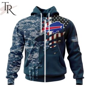 Personalized NFL Buffalo Bills Special Navy Camo Veteran Design Hoodie