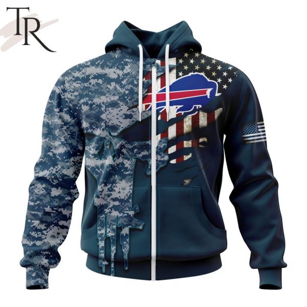 Personalized NFL Buffalo Bills Special Navy Camo Veteran Design Hoodie