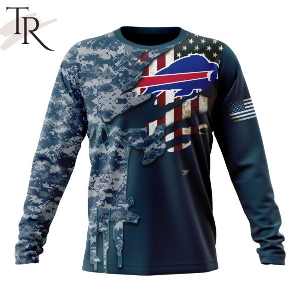 Personalized NFL Buffalo Bills Special Navy Camo Veteran Design Hoodie