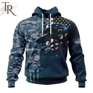 Personalized NFL Carolina Panthers Special Navy Camo Veteran Design Hoodie
