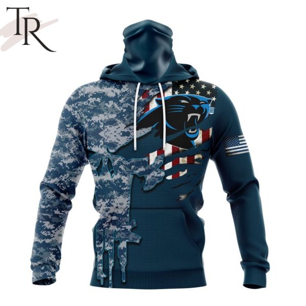 Personalized NFL Carolina Panthers Special Navy Camo Veteran Design Hoodie