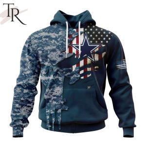 Personalized NFL Dallas Cowboys Special Navy Camo Veteran Design Hoodie