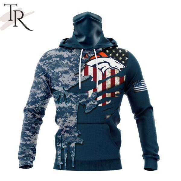 Personalized NFL Denver Broncos Special Navy Camo Veteran Design Hoodie