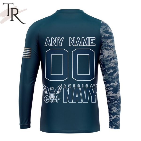 Personalized NFL Denver Broncos Special Navy Camo Veteran Design Hoodie