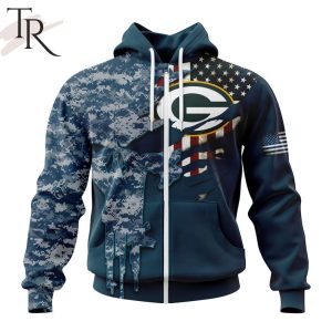 Personalized NFL Green Bay Packers Special Navy Camo Veteran Design Hoodie